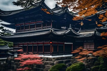 Ancient Japanese buildings, classic, detail - AI Generative