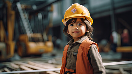 Child in the Role of a Construction Worker