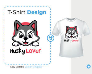 husky lover typographic with husky dog character,  it can use for label, logo, sign, sticker for printing for the family t-shirt. © hany