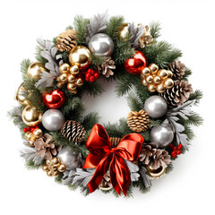 Fototapeta na wymiar christmas wreath with ribbon