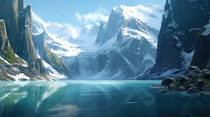 nature glacial fjords deep illustration blue glacier, landscape arctic, winter snow nature glacial fjords deep