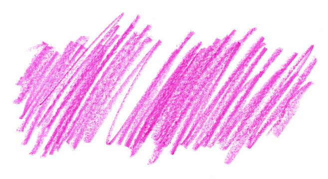 Photo grunge hand drawn pink scribble wax pastel, crayon isolated on white, clipping path