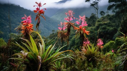 travel ecuadorian cloud forest illustration landscape mountain, rain mindo, outdoor background travel ecuadorian cloud forest