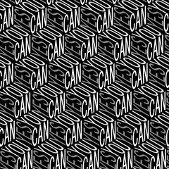 Pattern Yes, You, Can. Cubes background motivational handwritten quote. Modern design, line calligraphy. Vector illustration, wallpaper.