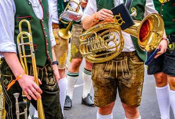 typical music instrument of a bavarian brass band