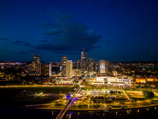 Fototapeta premium Panorama of the downtown of Vilnius city at night