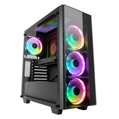concept design of gaming workstation station custom pc computer build with glass windows and RGB © Steeve
