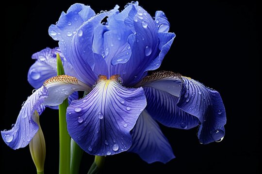 Description of the image is a blue iris. Generative AI