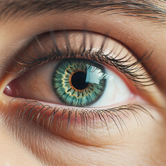Fototapeta premium Tired eyes with blood vessels close-up.
