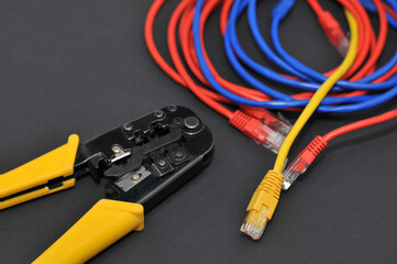 internet or telephone line cables and crimper