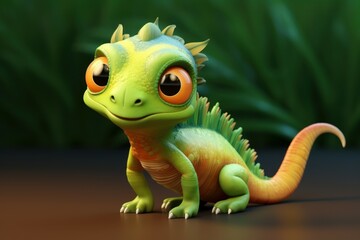 Fototapeta premium New Cartoon chameleon. Lizard zoo nature. Generate Ai
