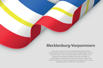 3d ribbon with flag Mecklenburg-Vorpommern. German state. isolated on white background