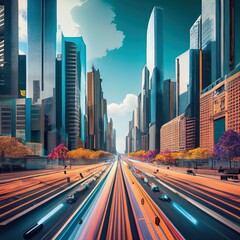 City town highway traffic concept background illustration