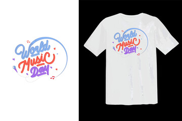 vector world music day lettering t shirt design 