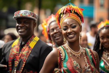 A multicultural parade in a diplomatic event, celebrating unity in diversity. Generative Ai.