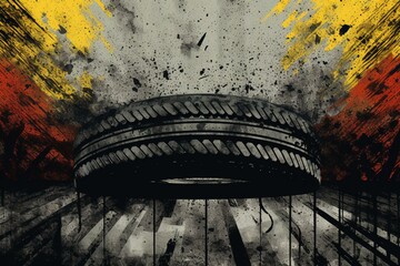 tire tracks banner with a grunge aesthetic. Generative AI