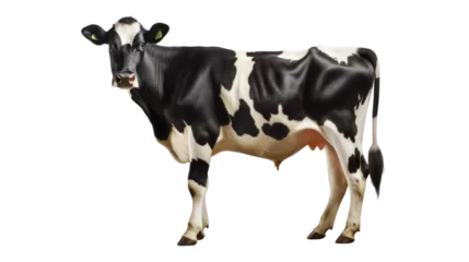  a black and white cow standing isolated on transparent background © shamim