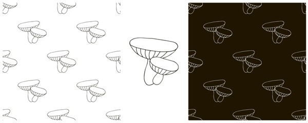 Monochrome Illustration in hand draw style. Set Seamless pattern and print. Can be used for fabric, packaging, wrapping paper and etc