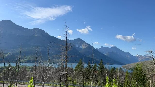 Driving through Waterton Lake National Park in Waterton Park, AB