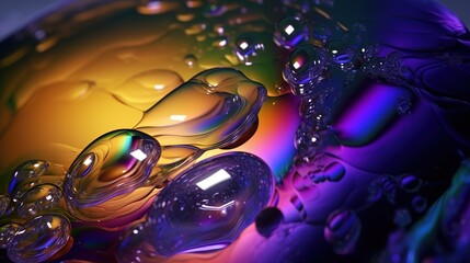 Abstrakter Hintergrund - Flüssigkeit mit Blasen in bunten Farben. - obrazy, fototapety, plakaty