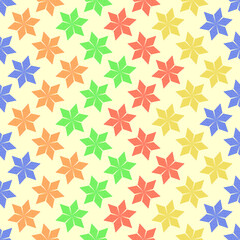 Seamless surface pattern design with stars tiles ornament. Oriental traditional ornamentation with repeated geometric shapes. Ancient mosaic wallpaper. Grid motif. Digital paper. Vector art.