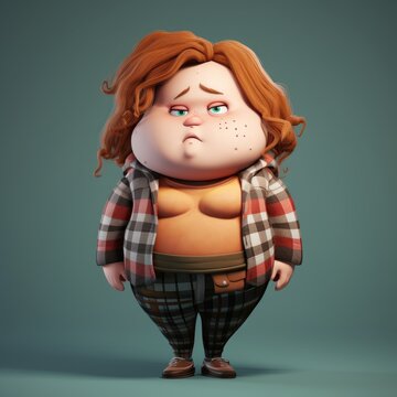 lonely overweight woman struggling with self-esteem issues, Generative AI