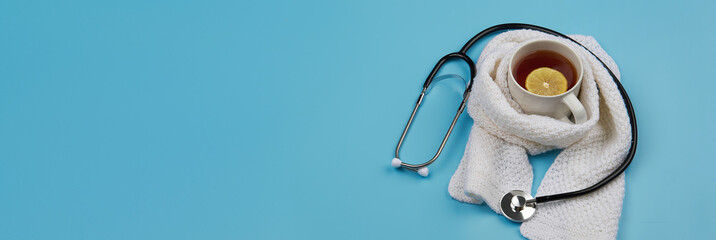 Healthcare, seasonal flu and treatment concept. Medical banner