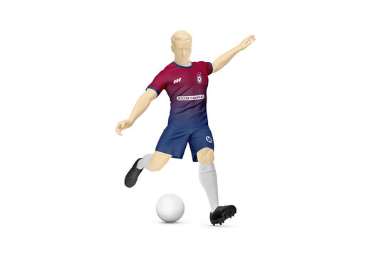 Men's Full Soccer Kit in Action Mockup - Crew Neck - Half Side View