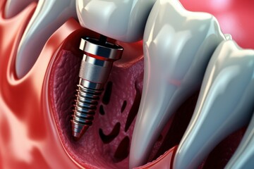 Durable Dental care implant. Care smile. Generate Ai - obrazy, fototapety, plakaty