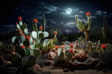  Vast Desert cactus night. Arizona space travel. Generate Ai © juliars