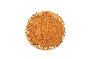 Sesame Chia flax seeds oatmeal cookie on a white isolated background