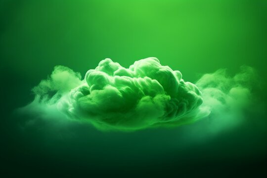 Digital image of a green cloud against an abstract background. Generative AI