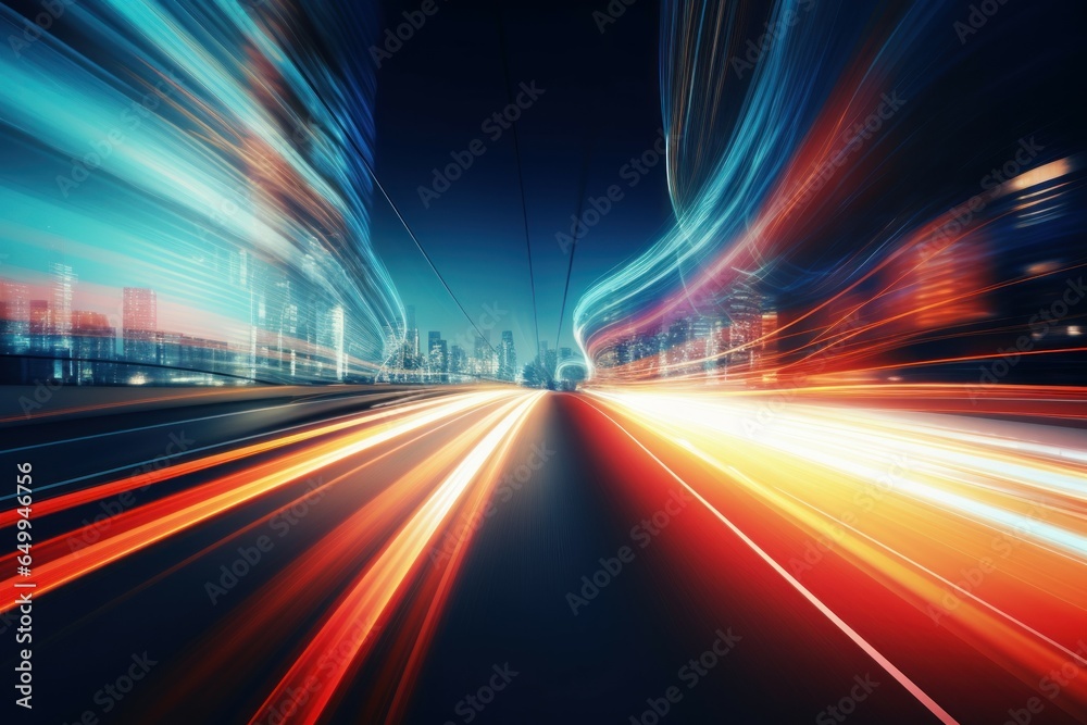 Poster digital data flow motion. computer information. generate ai