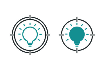 Aiming lightbulb icon. Illustration vector