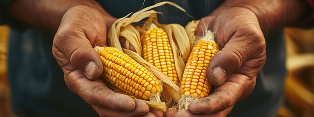 hand holding corn