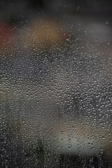 Rain droplets on transparent surface