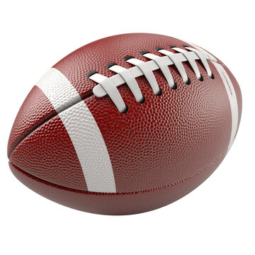American football standard leather ball on white transparent background. 3D render illustration, png graphic resource