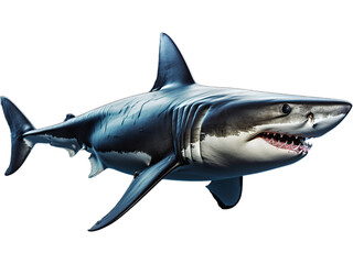 Obraz premium Great White Shark Curious Approach, Transparent Background