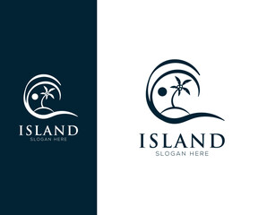 Island, vacation, beach logo design vector illustration