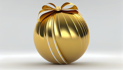 Christmas gold ball with isolated white background, Ai generated image