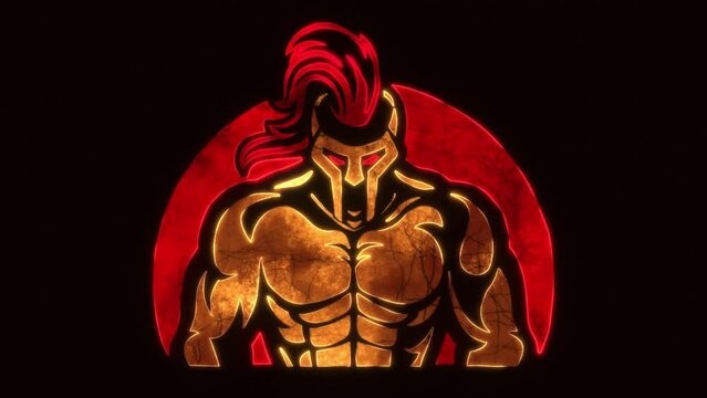 Spartan Warrior Animated Logo - Loop Graphic Element Overlay V2