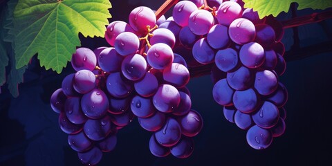 digital painting of a bunch of purple grapes, generative AI