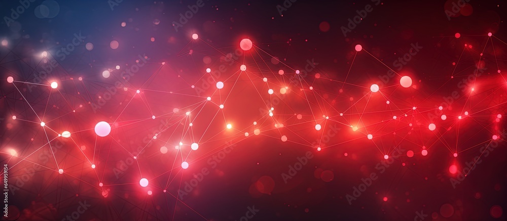 Wall mural red background with abstract dots symbolizing technology