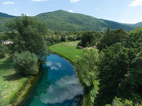 River Gacka in Lika county of Croatia from above