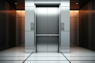 Elevator mockup background. Concrete floor. Generate Ai