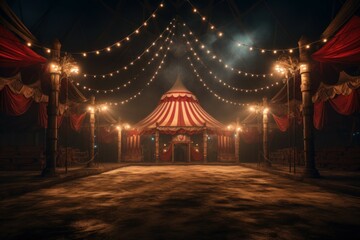 Desolate Empty circus tent. Big fair fun. Generate Ai - obrazy, fototapety, plakaty