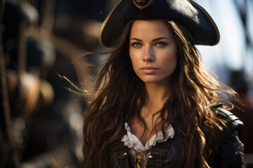 a woman in a pirate garment