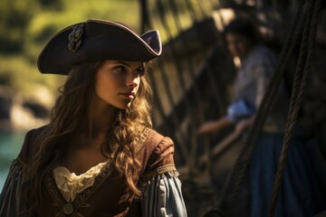 Obraz na płótnie Canvas a woman in a pirate garment