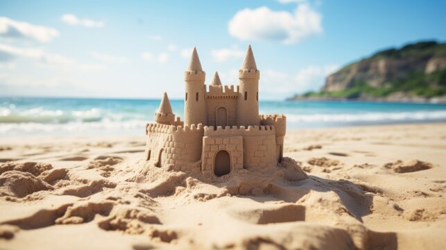 a sand castle on a beach