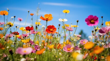 a field of colorful flowers